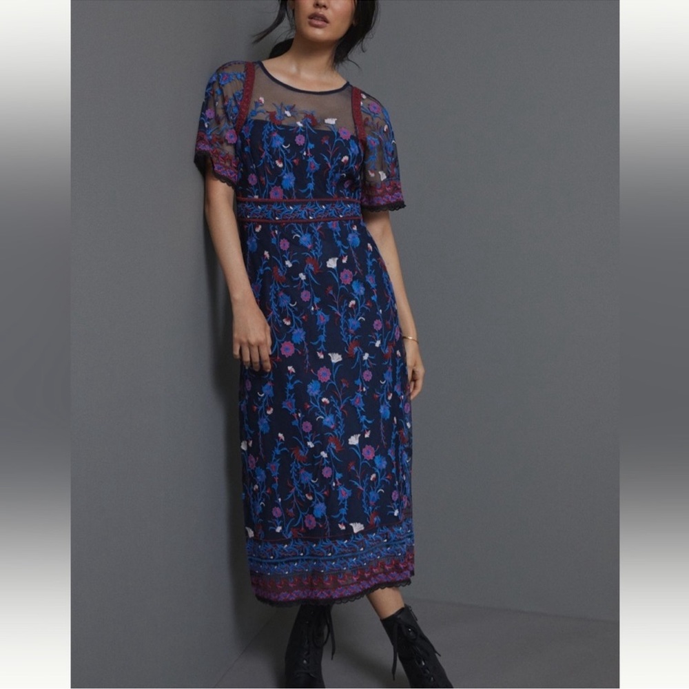 Anthropologie Mehreen Embroidered Maxi Dress